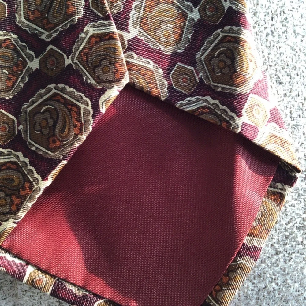 J.Crew Burgundy and Gold Paisley Silk Tie